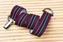 Load image into Gallery viewer, Burgundy and Black elastic Stripe Belt