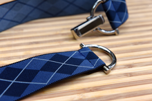 Load image into Gallery viewer, Navy and Blue Argyle Elastic Belt