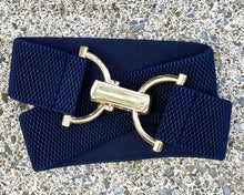 Load image into Gallery viewer, Navy Textured Elastic Belt