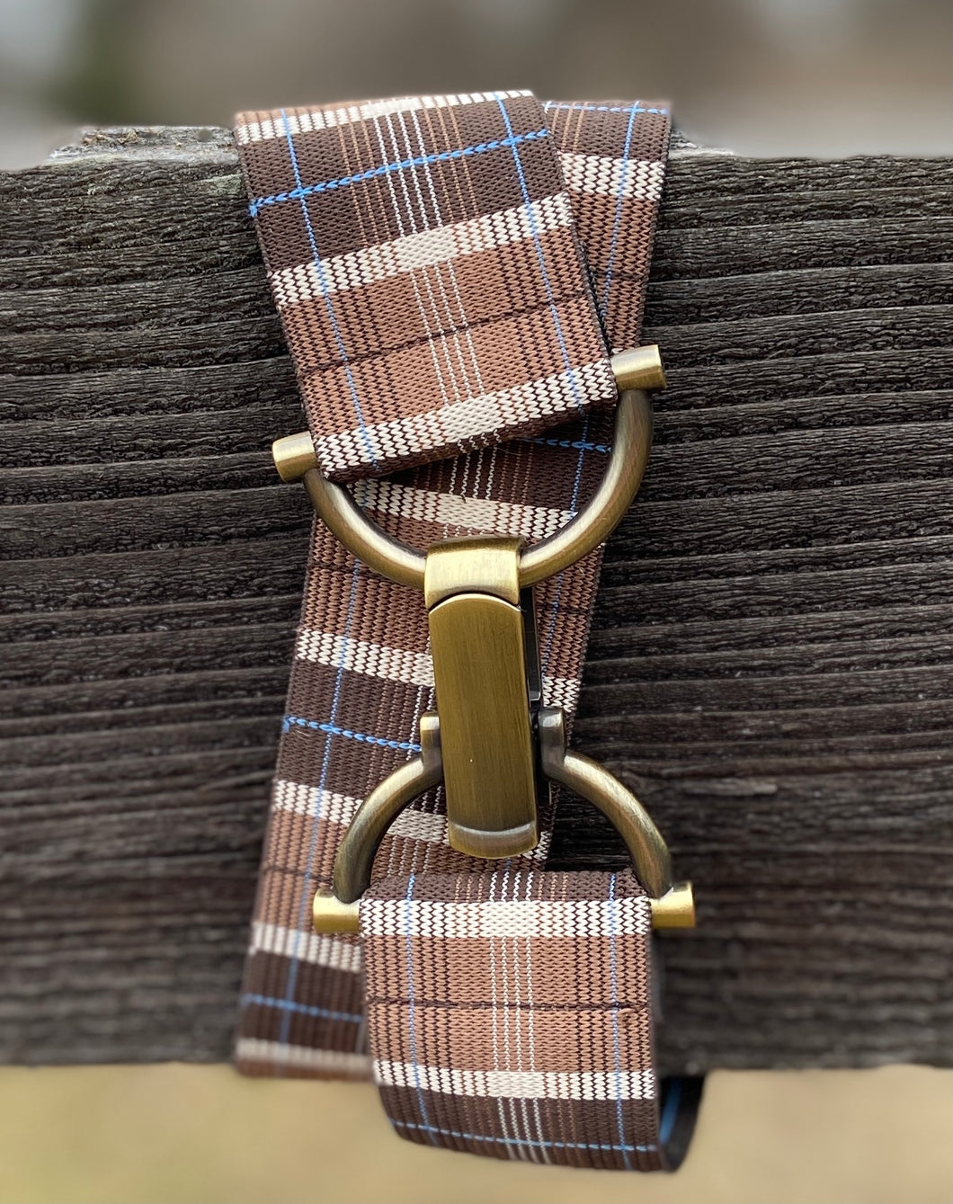 Brown Plaid Elastic Belt